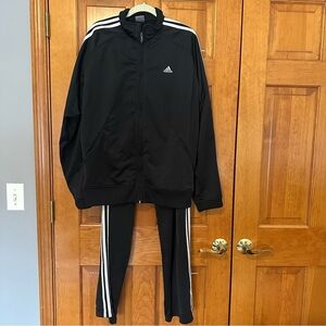 Adidas Black Jacket and Pants Set with White Accents